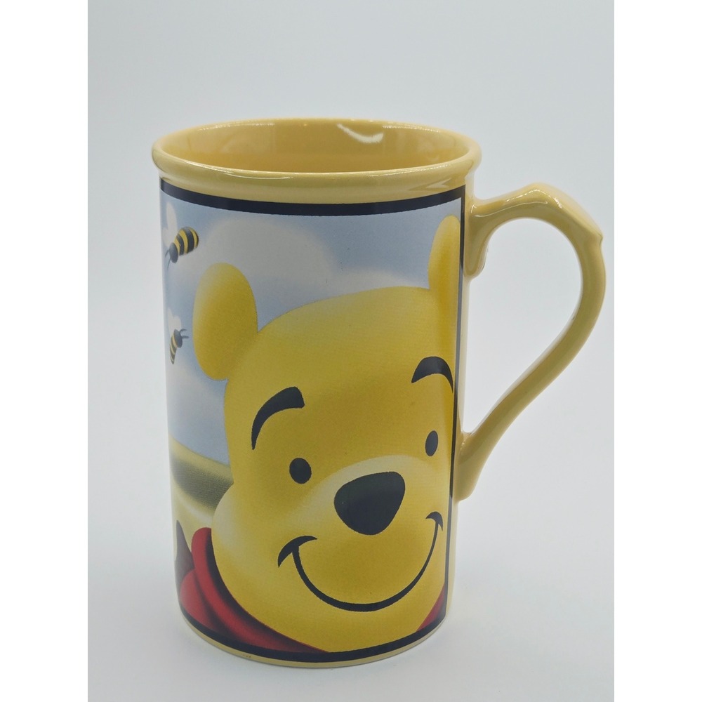 Disney Store Winnie the Pooh "Honey of a Bear" Tall Ceramic Mug Yellow 16 ounce